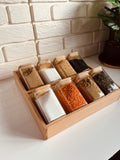 Set of 8 glass jars 250ml+drawer organizer